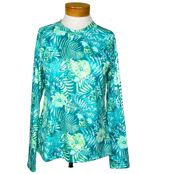 Columbia Tops - Columbia Women’s Rash Guard Long Sleeve Tropical Print Performance Shirt Medium